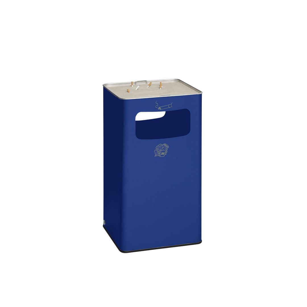 Abfallsammler mit Ascher - viereckig - Volumen 96 l - 755 x 430 x 430 mm (HxBxT) - Antik silber