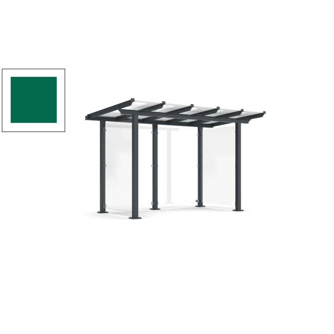 Unterstand mit Pultdach und Sicherheitsglas - feuerverzinkt und farbbeschichtet - 2.435 x 3.850 x 2.090 (HxBxT) - Farbe Achatgrau