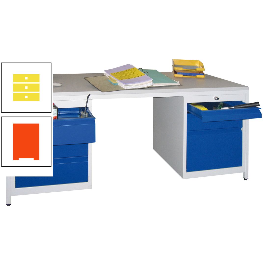 Meisterschreibtisch - 6 Schubladen, 75 / 125 / 150 / 175 / 300 mm - 720 x 1.700 x 800 mm (HxBxT) - anthrazitgrau