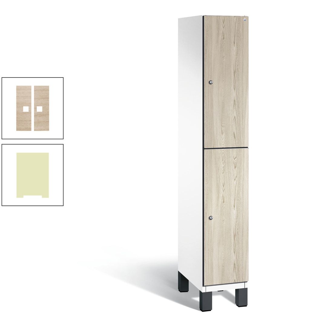 Fächerschrank, Garderobenschrank, mit Füßen, 1 Abteile, 1.980 x 300 x 525 mm (HxBxT), Korpus anthrazitgrau, Tür Donau-Ahorn