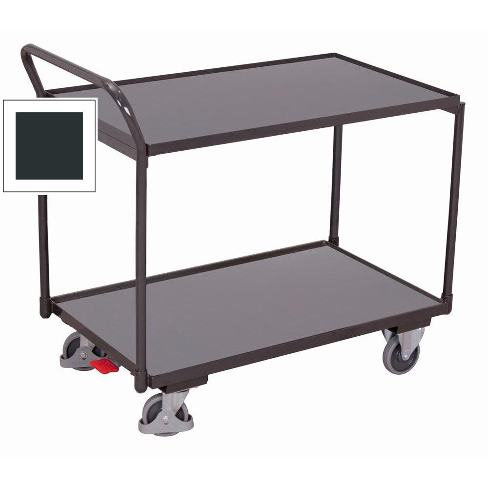 Tischwagen, 2 Etagen, Winkelstahl, Holzwerkstoff,Traglast 250 kg, Gewicht 37 kg, Ladefläche 490 x 835 mm (BxT), 850 mm hoch, anthrazitgrau