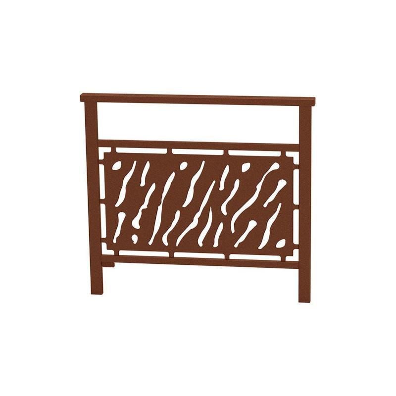 Geländer gestanztes Blech, 900 x 1.000 mm, Farbe enzianblau, eckiger Handlauf, Außengeländer, Systemgeländer