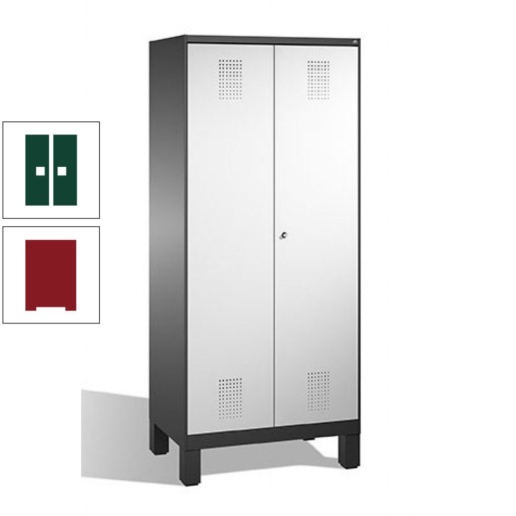 Mehrzweckschrank, Doppeltüren, auf Füßen, 2 Abteile a 400 mm, Korpus anthrazitgrau, Tür anthrazitgrau, 1.850 x 800 x 500 mm (HxBxT)