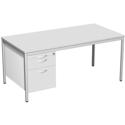 Schreibtisch 4-Fuß Eco - Hängecontainer - 3 Schubfächer - abschließbar - 720 x 1.200 x 800 mm (HxBxT) - Gestell lichtgrau - Ahorn