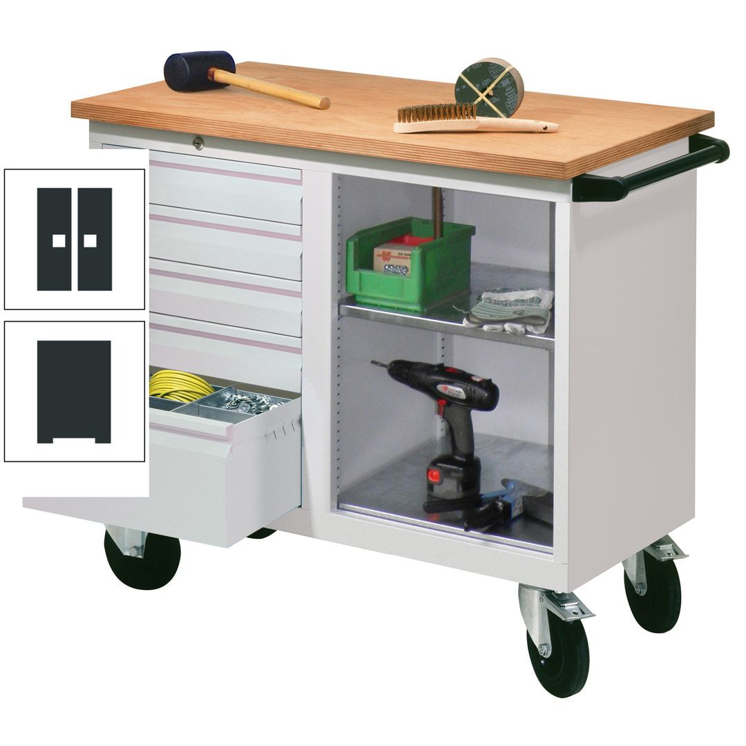 Mobile Werkbank - Werkstattwagen - 915 x 1.090 x 600 mm - 5 Schubladen und Ablagefach - anthrazitgrau