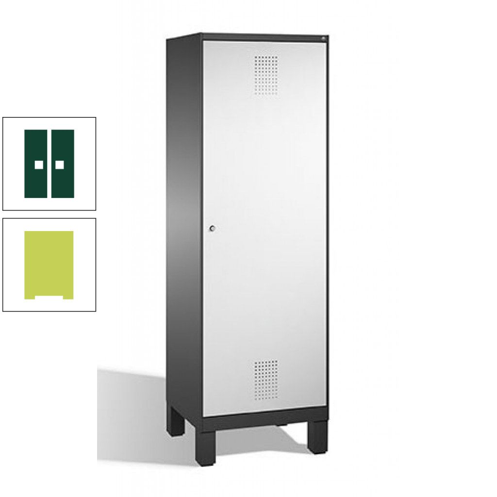 Doppel-Spind, Garderobenschrank, 1 Tür für 2 Abteile a 300 mm, Korpus anthrazitgrau, Türen anthrazitgrau, 1.850 x 600 x 500 mm (HxBxT)