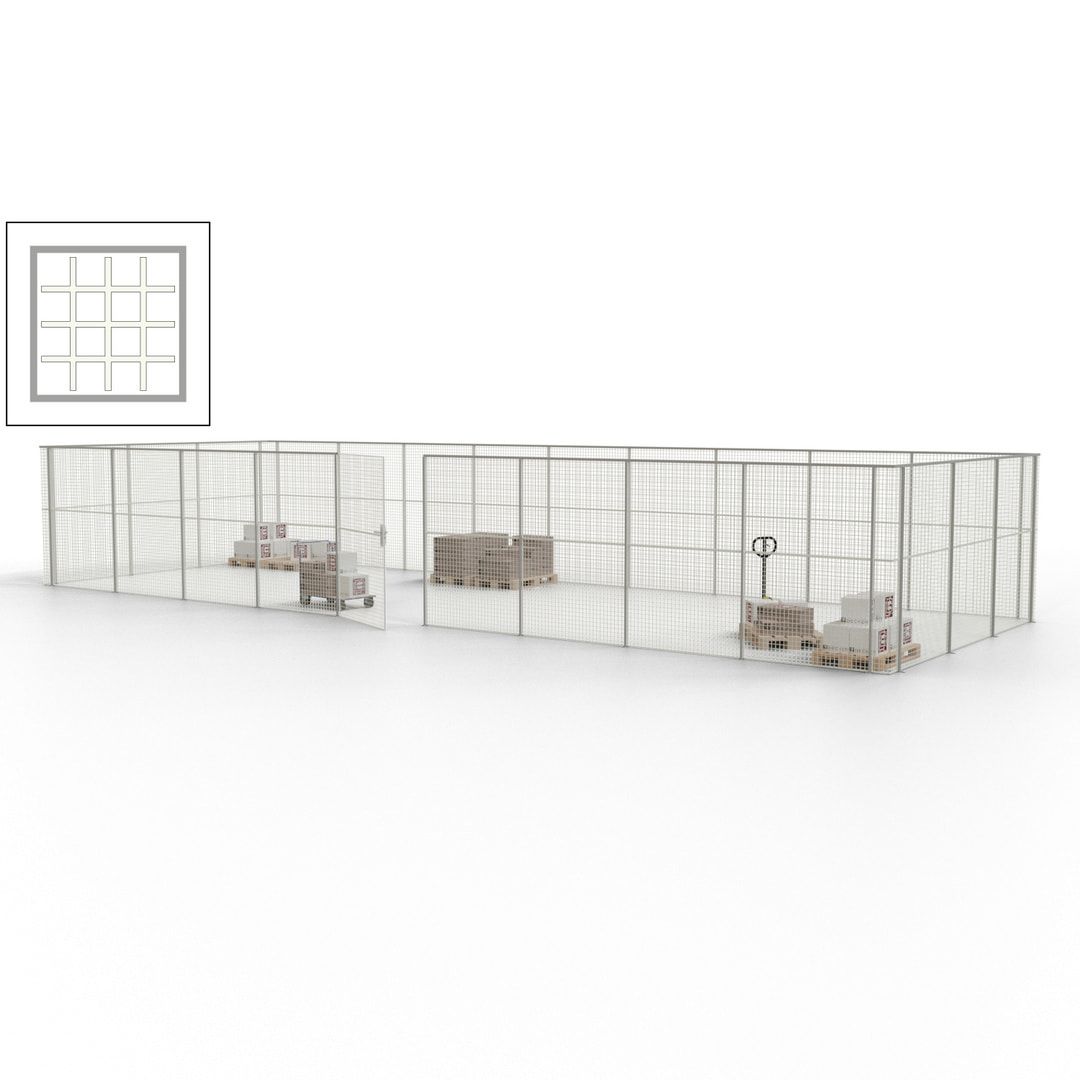 Maschinen Schutzgitter - Hallentrennwand - Sicherheitszaun - Tür - 36 m - 2.200 x 13.900 x 4.900 mm (HxBxT) - enzianblau