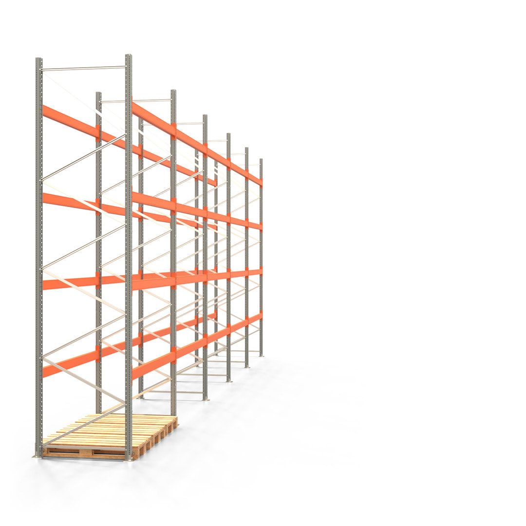 Palettenregal ARTUS - 5 Ebenen - Fachlast 2.100 kg - 4.500 x 11.225 x 1.100 mm (HxBxT) - 4 Felder - Schwerlastregal