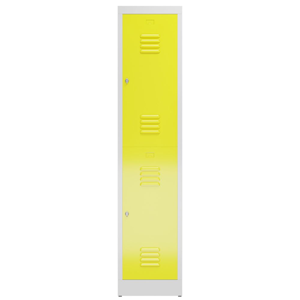 Garderobenschrank, Doppelstockspind, 1 Abteil, 2 Fächer, 1.800 x 415 x 500 mm (HxBxT), Drehriegel, Stahl, Korpus: lichtgrau, Front: anthrazitgrau