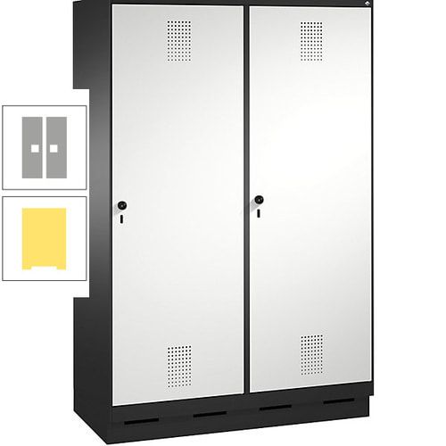 Doppel-Spind, Garderobenschrank, 2 Türen für 4 Abteile a 300 mm, Korpus anthrazitgrau, Türen anthrazitgrau, 1.800 x 1.200 x 500 mm (HxBxT)