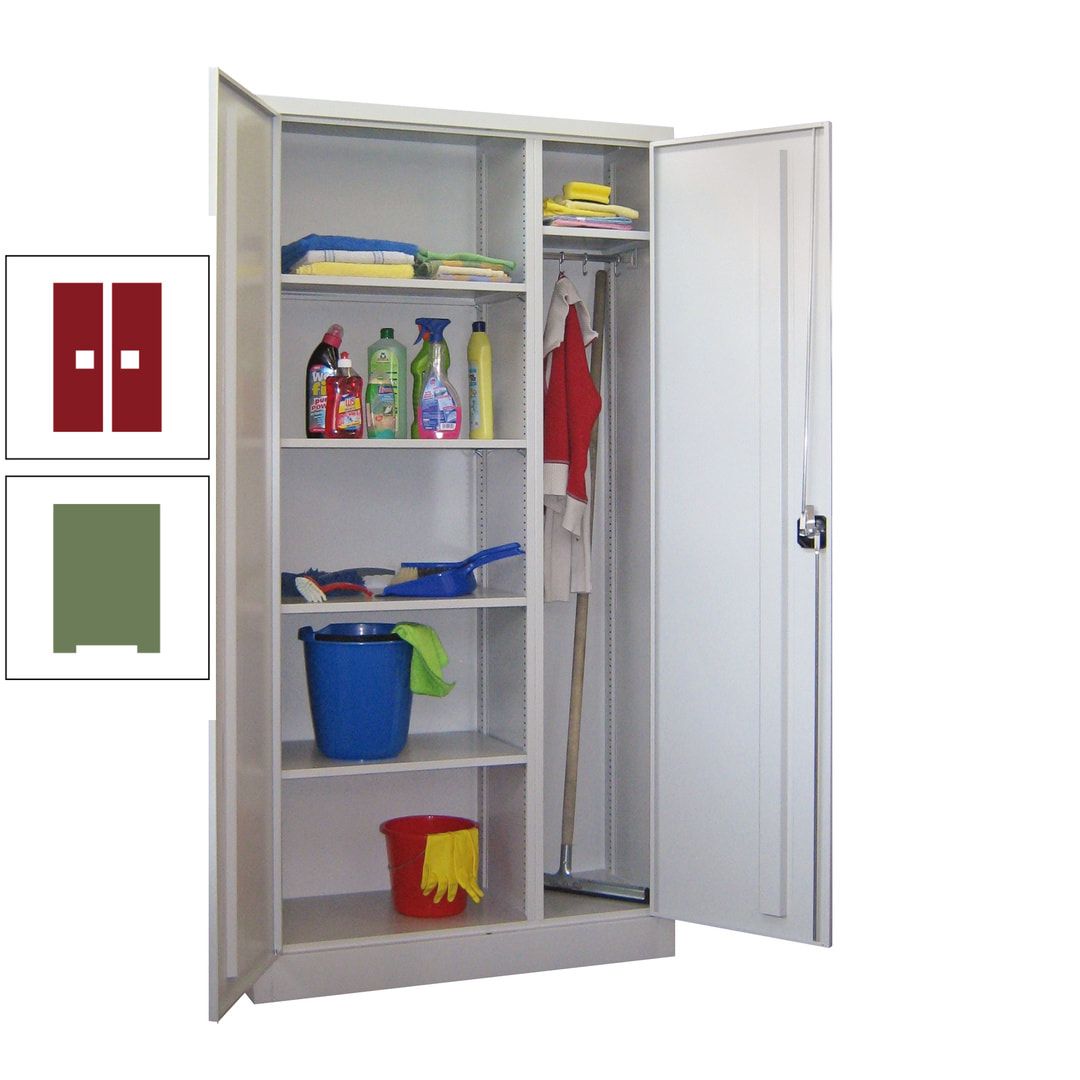 Putzschrank mit Trennwand - 1.950x1.000x400 mm (HxBxT) - Böden pulverbeschichtet - anthrazitgrau