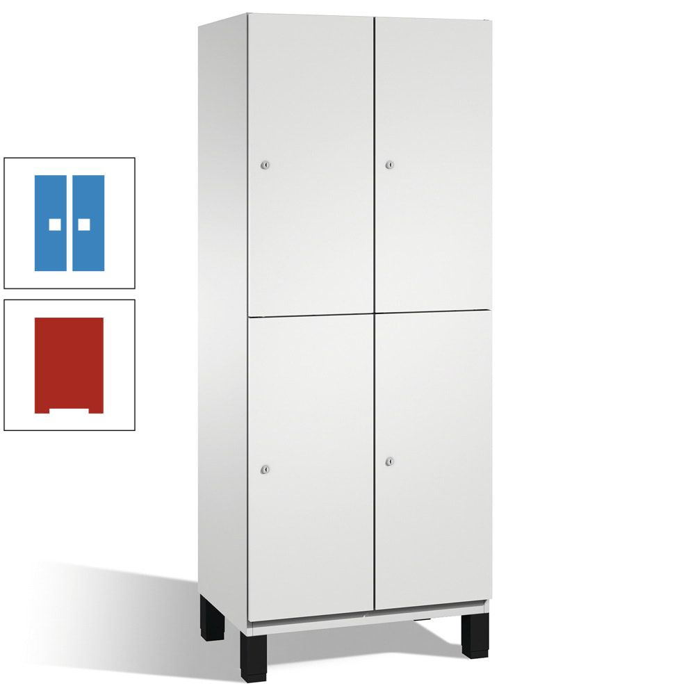 Fächerschrank, Stahlschrank, doppelstöckig, 4 Fächer, Füße, Korpus anthrazitgrau, Tür anthrazitgrau, 1.980 x 600 x 525 mm (HxBxT)