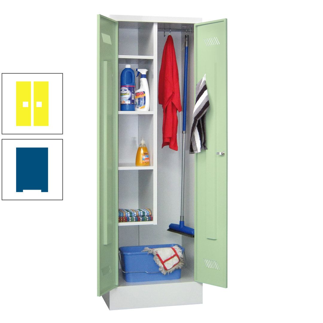 Putzschrank mit Sockel - 1 Abteil mit Trennwand - 1.850x600x500 mm (HxBxT) - Drehriegel - anthrazitgrau