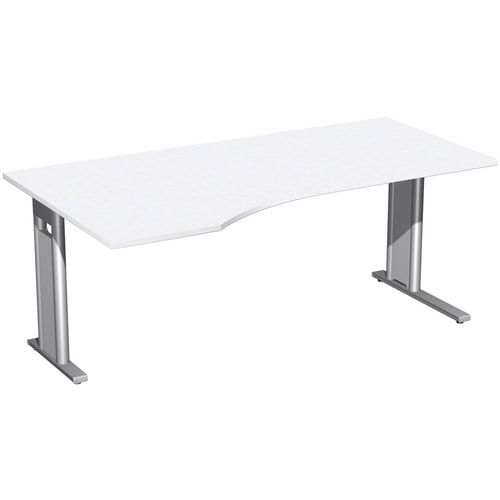Eckschreibtisch, Ecke links, Füße einseitig verkürzt, C-Fuß Pro, 720 x 1.600 x 1.000 mm (HxBxT), Gestell silber, Dekor Ahorn