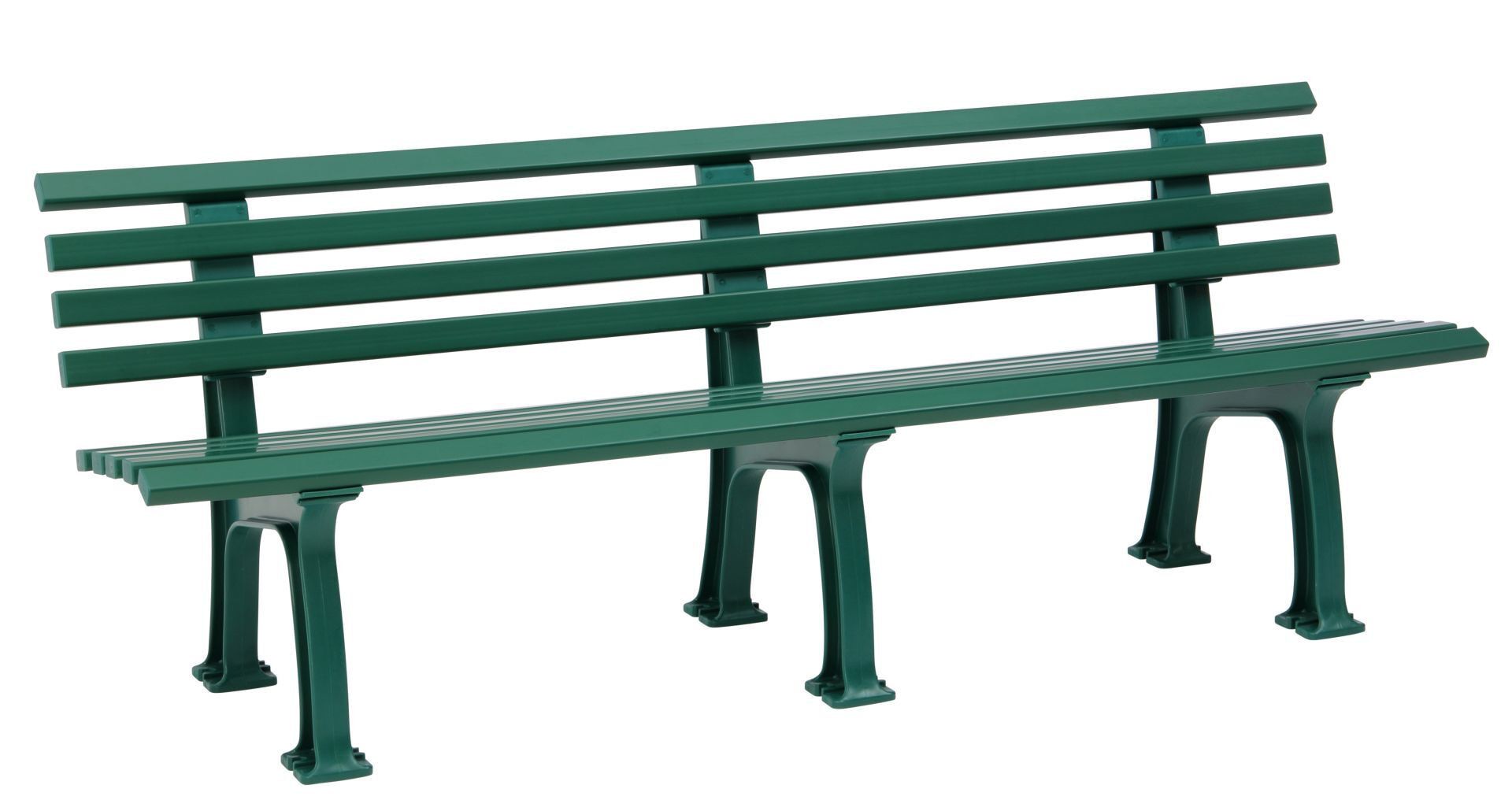 Parkbank, Gartenbank, 4-Sitzer, Kunststoff Sitzleisten, mit Rückenlehne, 740 x 2.000 x 540 mm (HxBxT), Farbe grün