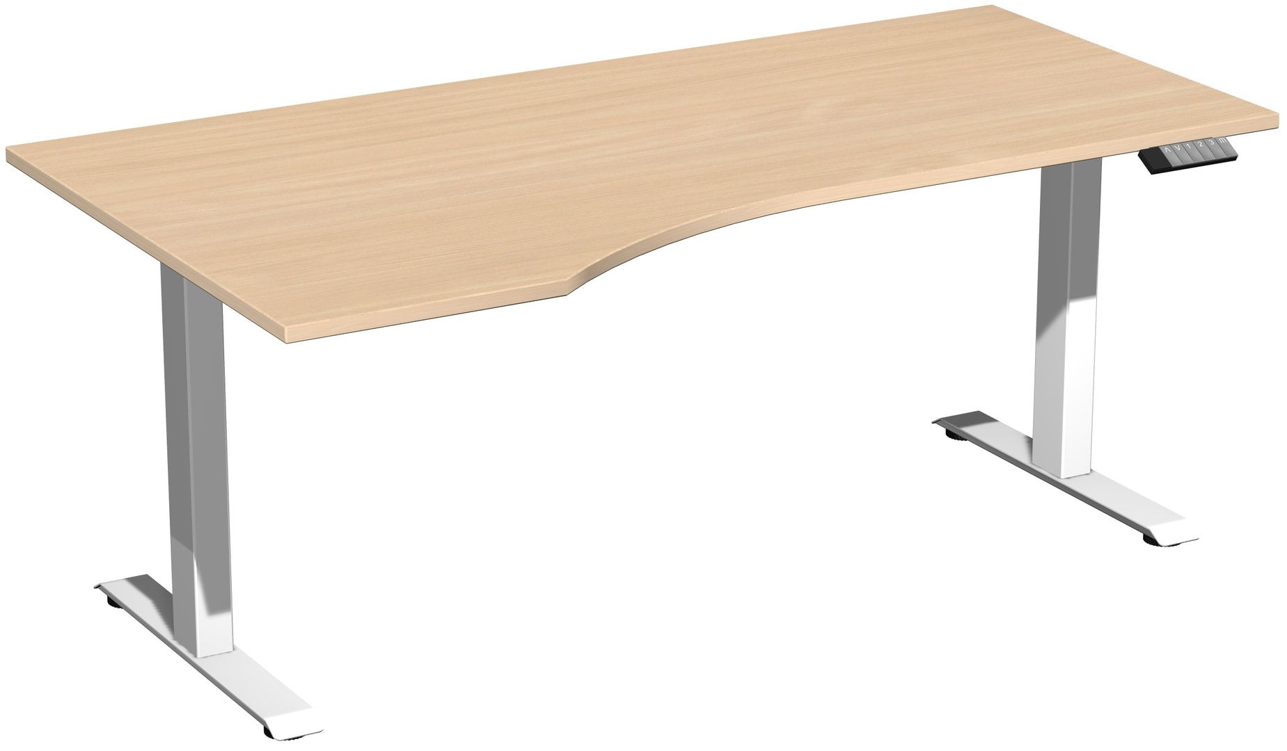 Eckschreibtisch, Ecke links, Elevate Basic, elektronisch höhenverstellbar, 730 - 1.230 x 1.800 x 1.000 mm (HxBxT), Gestell anthrazit, Dekor Ahorn