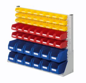 Stationäre Regalwand - Schlitzwand für Sichtlagerkästen - einseitig - mit oder ohne Bestückung - 760 x 1.000 x 240 mm (HxBxT)