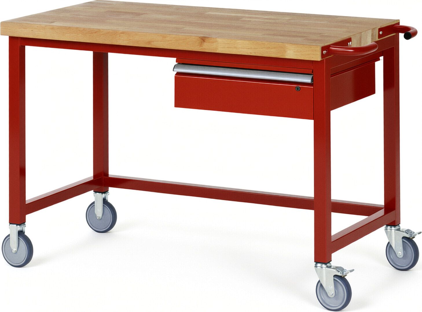Mobile Werkbank mit 1 Schublade - 150:1 - höhenverstellbar 880-1.080 mm - 1.250 x 700 mm (BxT) - 450 kg - Buche - Anthrazitgrau