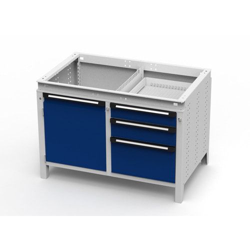 OTTOKIND Werkbank - bündige Arbeitsplatte - 850 x 1.150 x 750 mm (HxBxT) - 3 Schubladen - Schrank - lichtgrau
