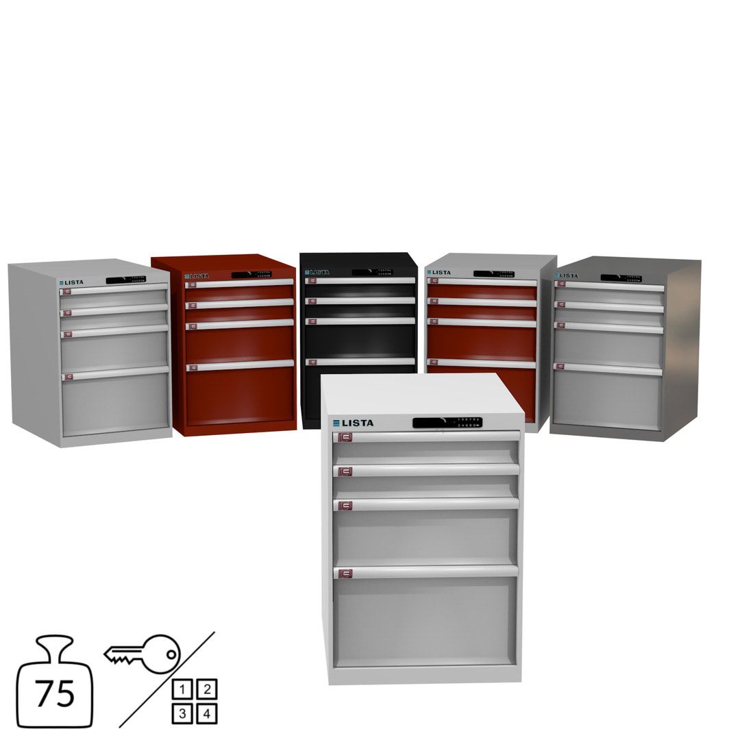 Lista Schubladenschrank - 14.371.010 - 800x564x725 mm (HxBxT) - 4 Schubladen - 75 kg - Key Lock - lichtblau (RAL 5012)