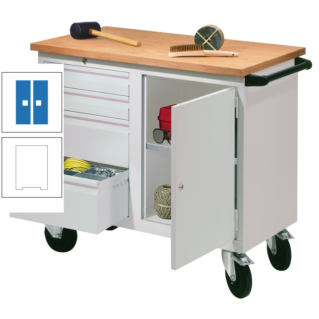 Mobile Werkbank - Werkstattwagen - 915 x 1.090 x 600 mm - 4 Schubladen und Schrankfach - anthrazitgrau