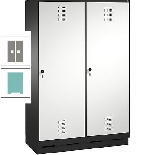 Doppel-Spind, Garderobenschrank, 2 Türen für 4 Abteile a 300 mm, Korpus anthrazitgrau, Türen anthrazitgrau, 1.800 x 1.200 x 500 mm (HxBxT)