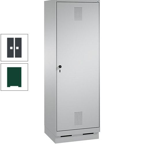 Doppel-Spind, Garderobenschrank, 1 Tür für 2 Abteile a 300 mm, Korpus anthrazitgrau, Türen anthrazitgrau, 1.800 x 600 x 500 mm (HxBxT)