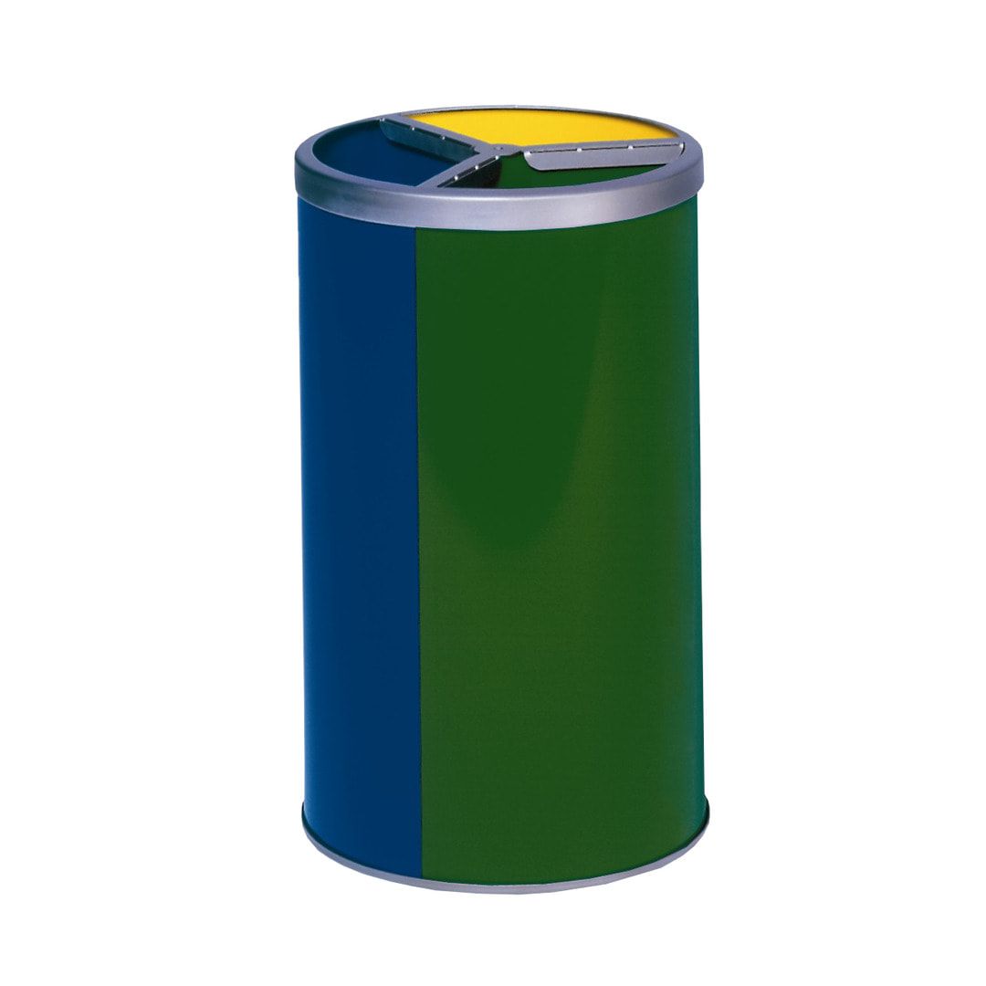 Runde Wertstoffstation - Edelstahl - Volumen 3 x 30 l