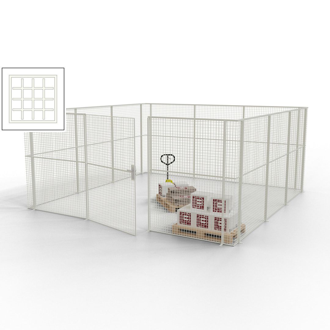 Maschinen Schutzgitter - Hallentrennwand - Sicherheitszaun - Tür - 18 m - 2.200 x 4.900 x 4.900 mm (HxBxT) - enzianblau