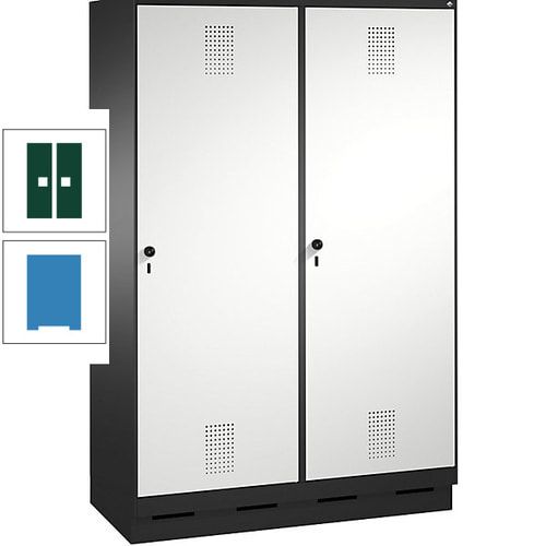 Doppel-Spind, Garderobenschrank, 2 Türen für 4 Abteile a 300 mm, Korpus anthrazitgrau, Türen anthrazitgrau, 1.800 x 1.200 x 500 mm (HxBxT)