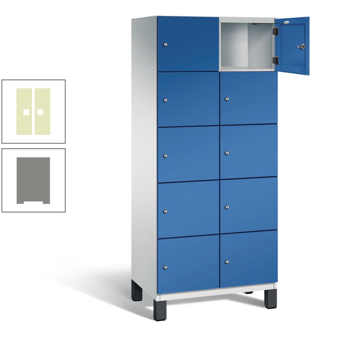 Fächerschrank, Stahlschrank, 10 Fächer, Türöffnungsbegrenzer, Füße, 1.980 x 800 x 525 mm (HxBxT), Korpus anthrazitgrau, Front anthrazitgrau