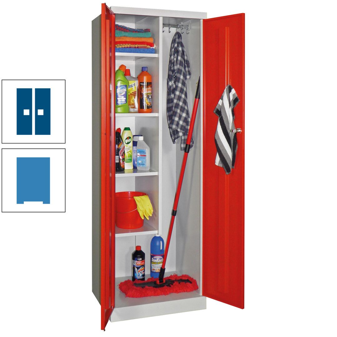 Putzschrank mit Sockel - 1 Abteil mit Trennwand - 1.800x600x500 mm (HxBxT) - Zylinderschloss - anthrazitgrau