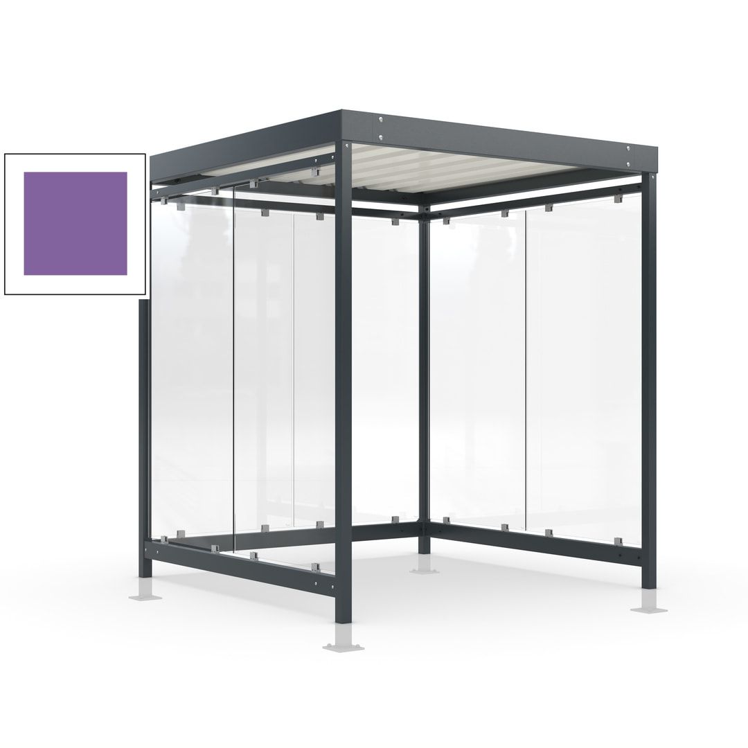 Raucherunterstand, Bushaltestelle, Bausatz, mit Überpflasterung, 6-7 Personen, 6 Wände, 2.440 x 2.165 x 2.165 mm (HxBxT), Achatgrau