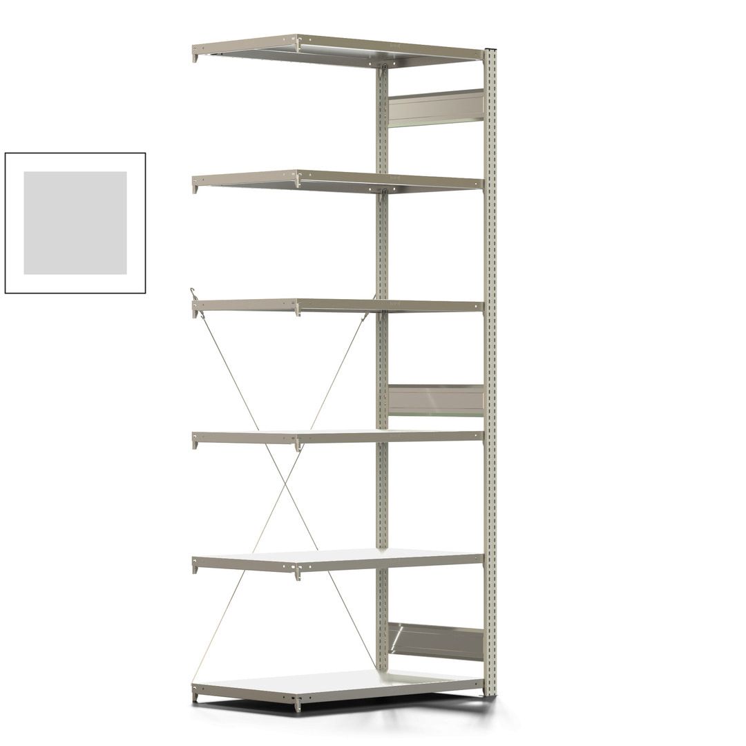 Fachbodenregal mit Tiefenriegel - 150 kg - 2.500 x 1.005 x 600 mm (HxBxT) - Anbauregal - Rahmen enzianblau - Böden verzinkt, Steckregal BERT