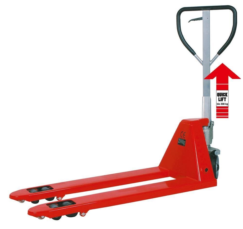 SCHEFER - Handgabelhubwagen - Schnellhub - Gabellänge 1.150 mm - Traglast 2.500 kg - Lenkräder Vollgummibereifung