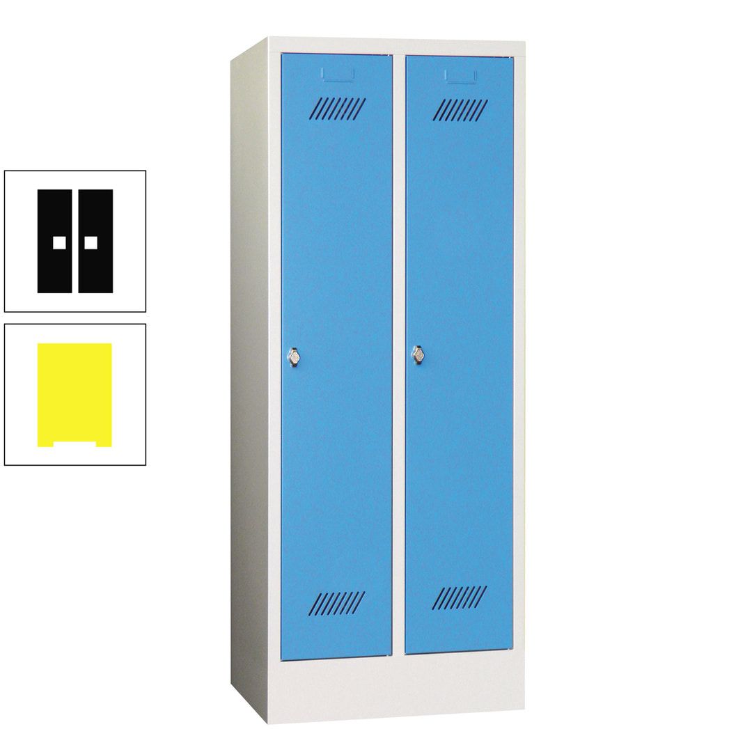 Spindschrank f. Schulen - mit Sockel - Höhe 1.600 mm - 2 Abteile a 300 mm - Drehriegel - anthrazitgrau