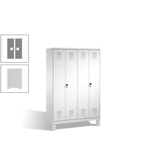 Doppel-Spind, Doppeltüren, Garderobenschrank mit Füßen, 4 Abteile a 300 mm, Korpus anthrazitgrau, Tür anthrazitgrau, 1.850 x 1.200 x 500 mm (HxBxT)