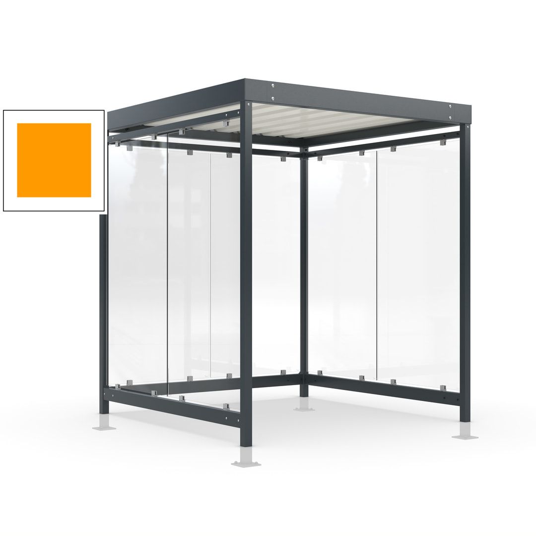 Raucherunterstand, Bushaltestelle, Bausatz, mit Überpflasterung, 6-7 Personen, 6 Wände, 2.440 x 2.165 x 2.165 mm (HxBxT), Achatgrau