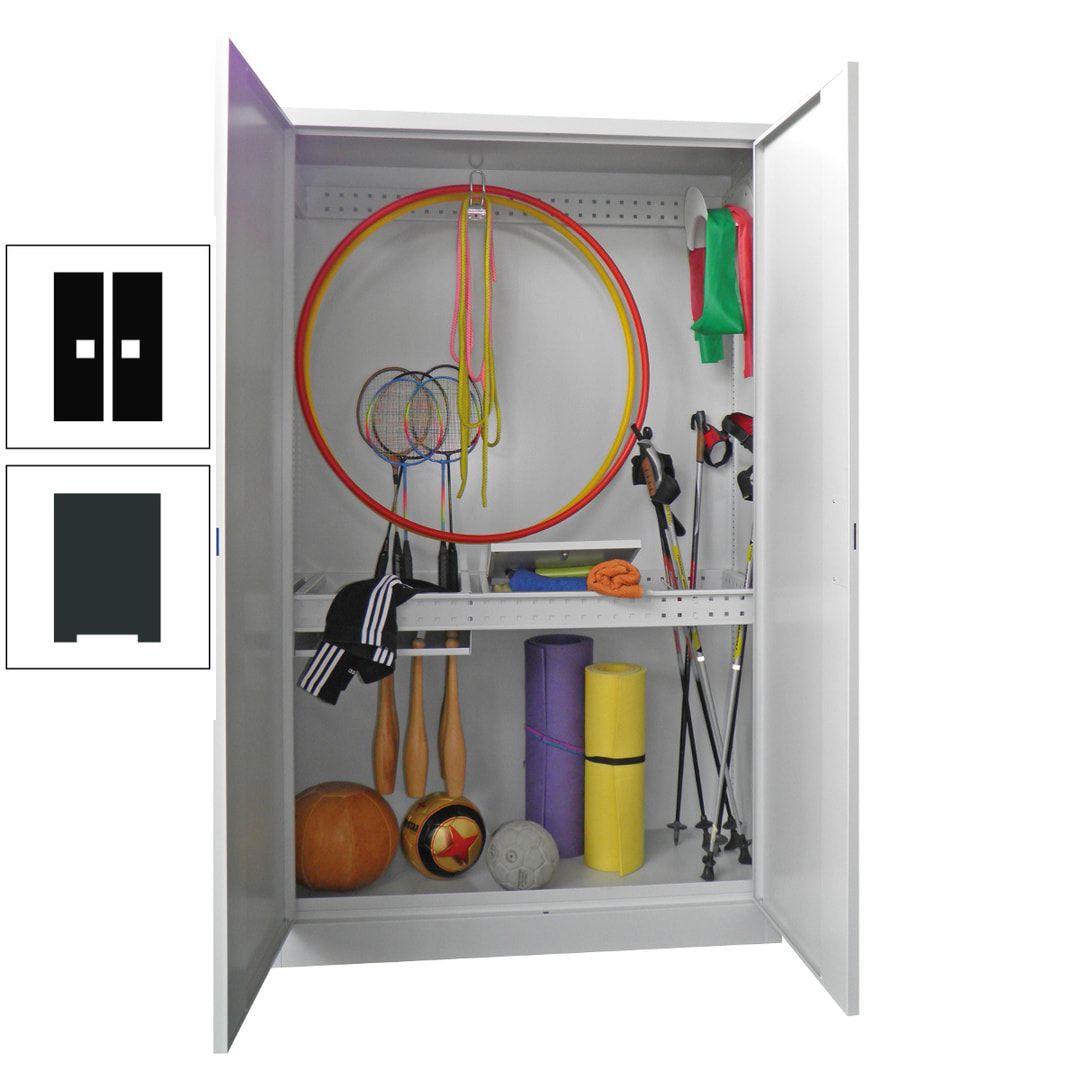 Sportschrank - Vollblechtüren - Variante 1 - 1.950x1.200x500 mm (HxBxT) - anthrazitgrau