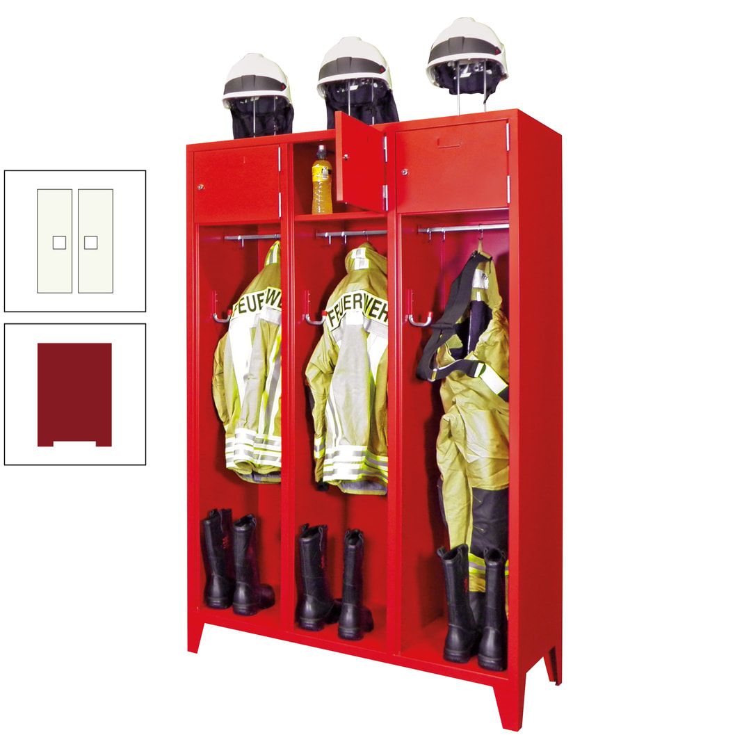 Feuerwehrschrank - 2 Abteile - Ablagefach mit Tür, Etikettenrahmen - 2.100 x 830 x 500 mm (HxBxT) - anthrazitgrau