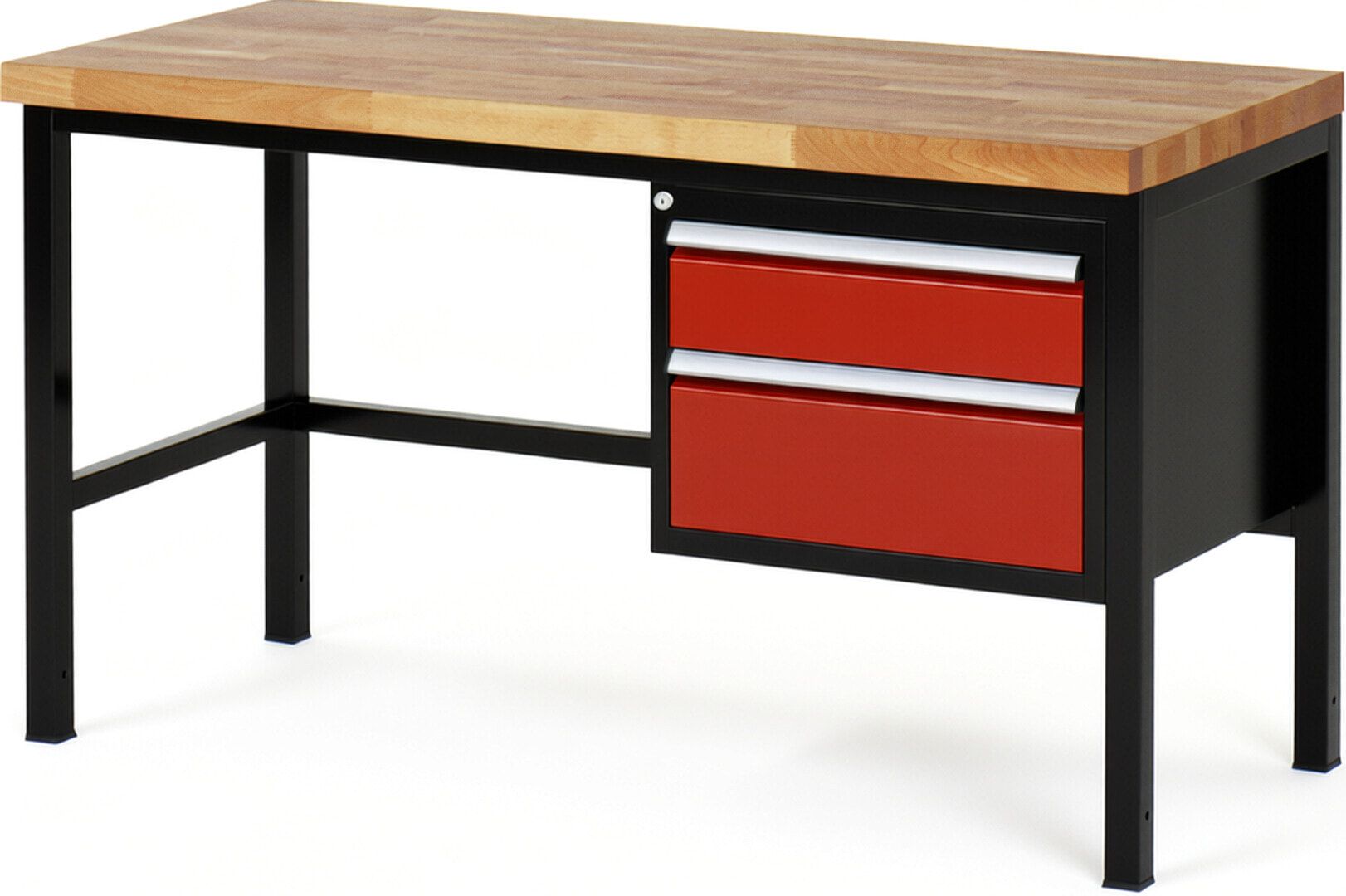 Werkbank - 2 Schubladen - Teilauszug - 150:1 / 210:1 - Höhe 840-1.040 mm - 1.500 x 700 mm - 1.250 kg - Buche - Anthrazitgrau