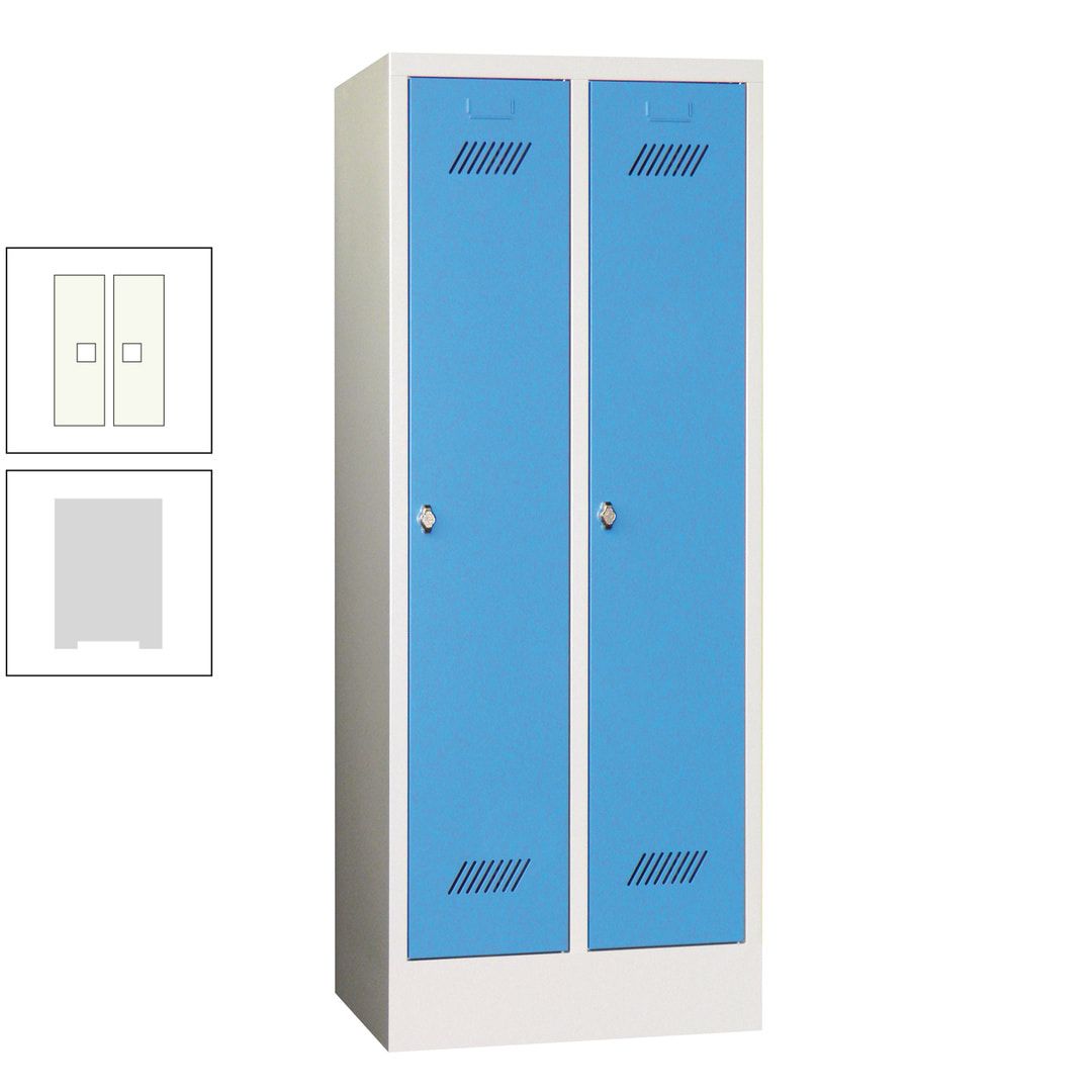 Spindschrank f. Schulen - mit Sockel - Höhe 1.600 mm - 2 Abteile a 300 mm - Drehriegel - anthrazitgrau