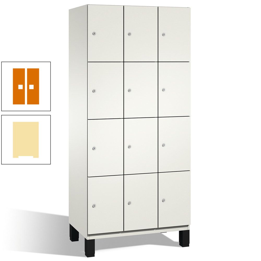Fächerschrank, Stahlschrank, 12 Fächer, Türöffnungsbegrenzer, mit Füßen, Korpus lichtgrau, Tür anthrazitgrau, 1.980 x 900 x 525 mm (HxBxT)