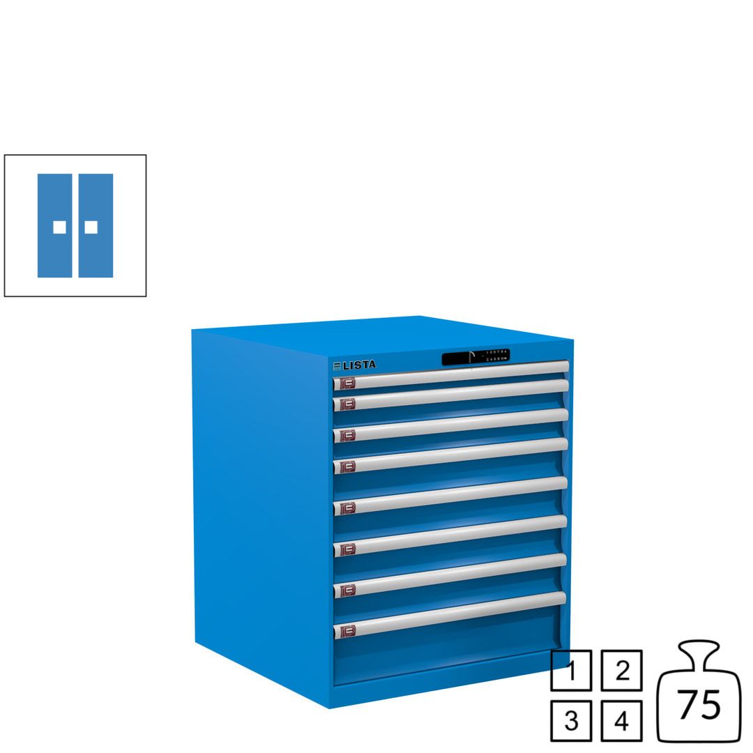 Lista Schubladenschrank - 14.408.010 - 850x717x725 mm (HxBxT) - 8 Schubladen - 75 kg - Key Lock - lichtblau (RAL 5012)