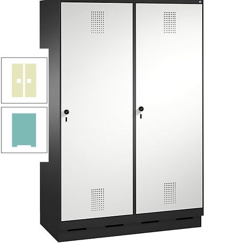 Doppel-Spind, Garderobenschrank, 2 Türen für 4 Abteile a 300 mm, Korpus anthrazitgrau, Türen anthrazitgrau, 1.800 x 1.200 x 500 mm (HxBxT)
