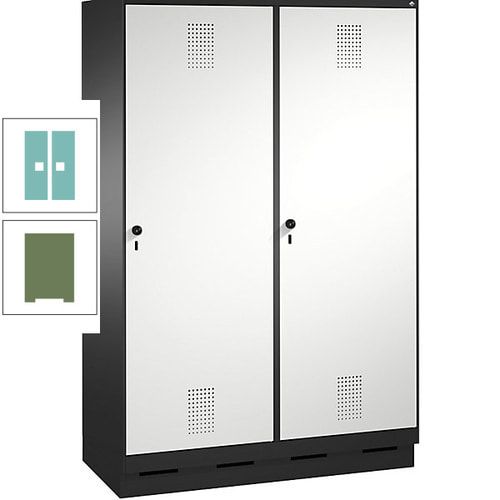 Doppel-Spind, Garderobenschrank, 2 Türen für 4 Abteile a 300 mm, Korpus anthrazitgrau, Türen anthrazitgrau, 1.800 x 1.200 x 500 mm (HxBxT)