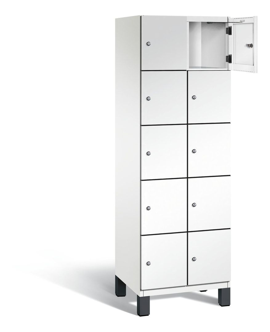 Fächerschrank, Stahlschrank, 10 Fächer, Türöffnungsbegrenzer, Füße, 1.980 x 600 x 525 mm (HxBxT), Korpus anthrazitgrau, Front anthrazitgrau