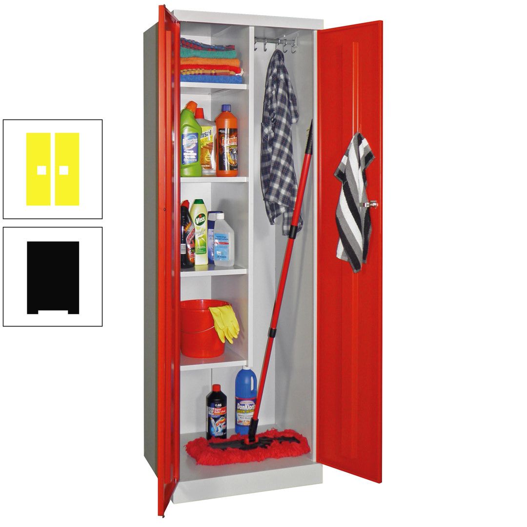 Putzschrank mit Sockel - 1 Abteil mit Trennwand - 1.800x600x500 mm (HxBxT) - Zylinderschloss - anthrazitgrau