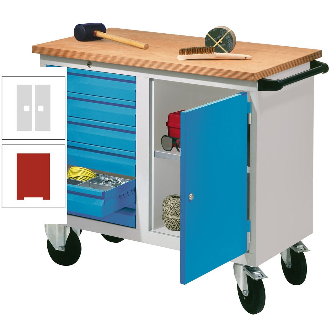 Mobile Werkbank - Werkstattwagen - 915 x 1.090 x 600 mm - 6 Schubladen und Schrankfach - anthrazitgrau