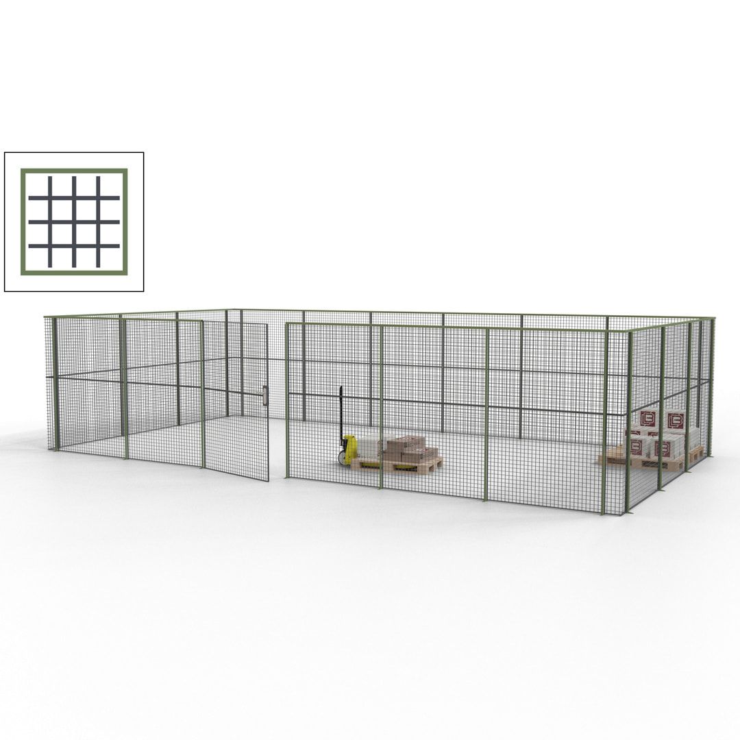 Maschinen Schutzgitter - Hallentrennwand - Sicherheitszaun - Tür - 27 m - 2.200 x 9.400 x 4.900 mm (HxBxT) - enzianblau